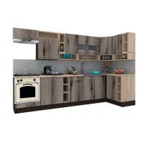 Bucatarie de Colt COSSY NEW DR. 120-320, Wenge / Decor K366